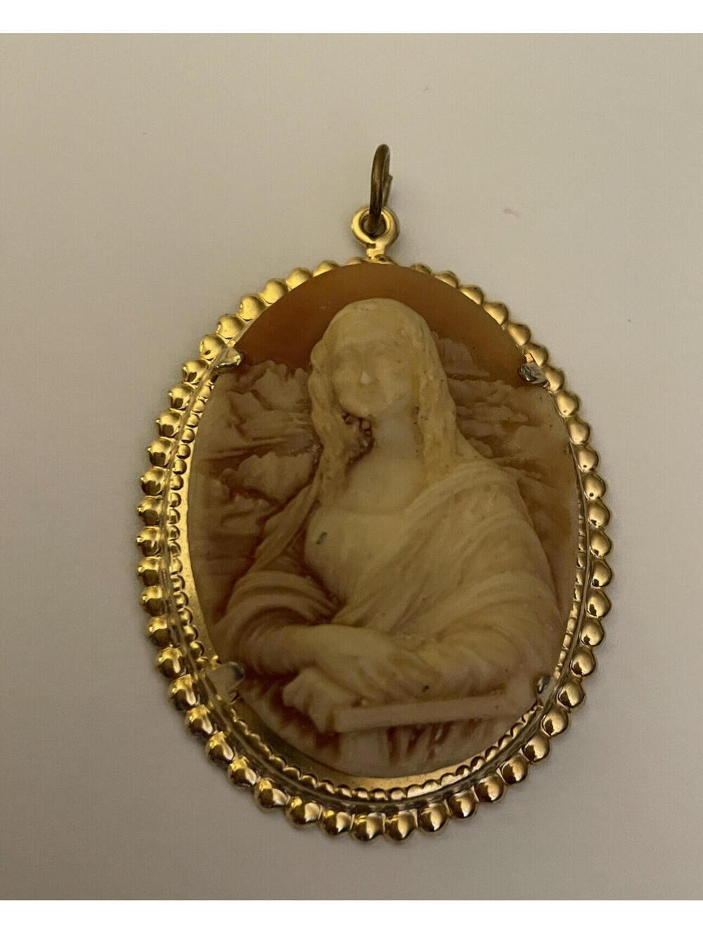 Pink And White Cameo Portrait Woman Cameo Pendant